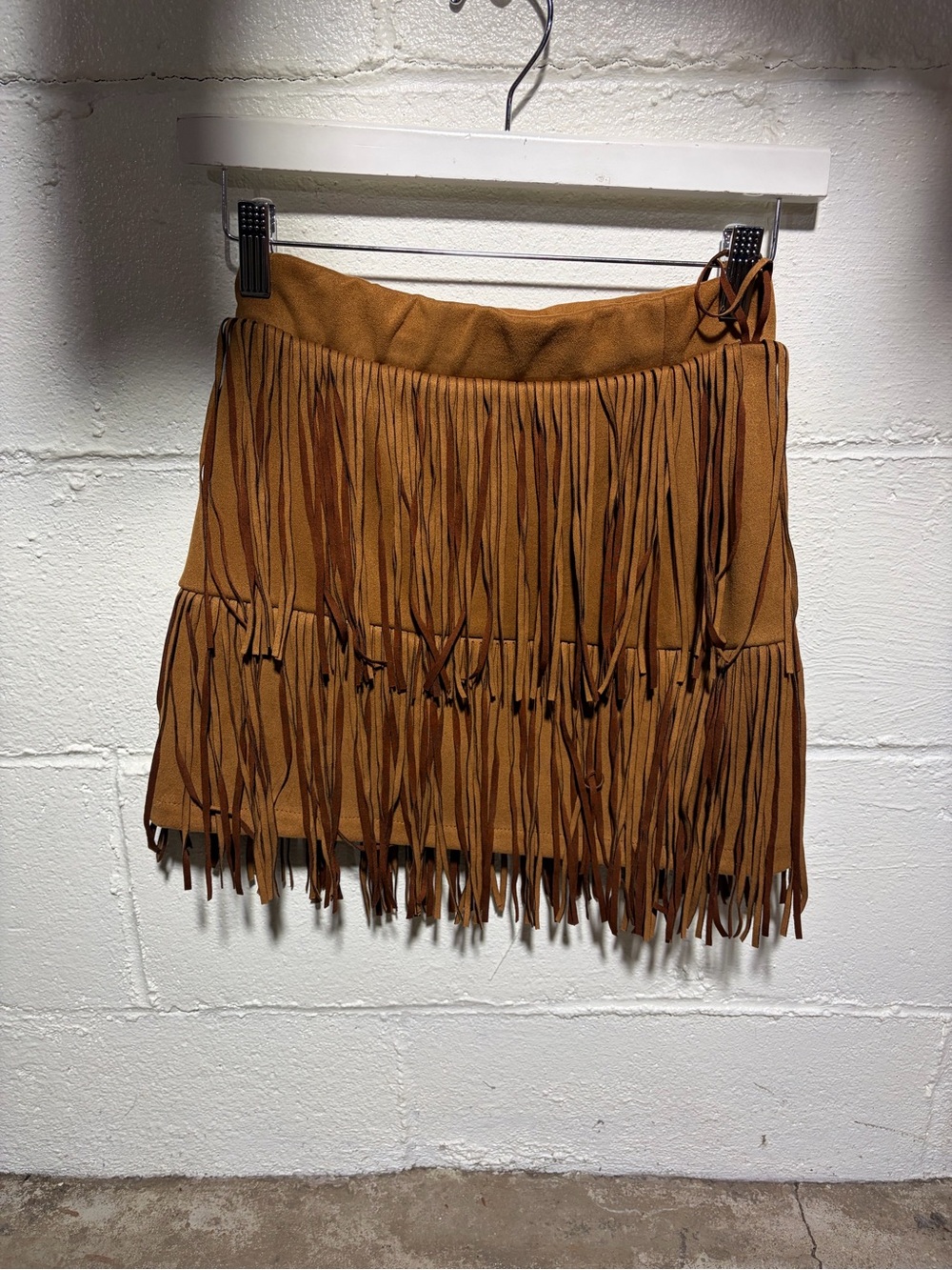 Fringed Mini Skirt in Cognac